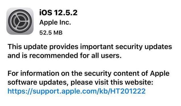 振安苹果手机维修分享iOS12.5.2发布，建议所有老苹果用户安装 